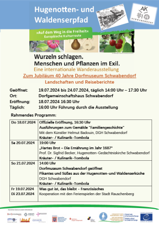 Programm zur Ausstellung in Schwabendorf